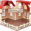 Family Cozy Cabin Doll House Playset, Dollhouse Furniture and Accessories,DIY Cottage Pretend Play Dollhouses, for Toddlers, Boys & Girls