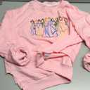 BANGELY Magical Sweatshirt Women Cute Embroidered Magic Princess Sweater Family Vacation Shirt Casual Long Sleeve Top, Pink , Size M