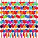 Jecery 12 Pcs 59 ft Christmas Yarn Pom Pom Tassel Garland Hanukkah Strand Rainbow Hanging Garland Fiesta Party Decor for Xmas Home Wedding Birthday Party Decorations(Multicolor)