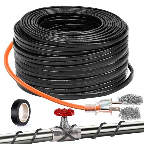 100FT（3FT-200FT）Pipe Heating Cable for Pipe Freeze Protection, Heat Cable for Water Pipes(Metal and Plastic), Pipe Heat Tape Keeps Water Flowing at -40°F 5w/ft, 120V