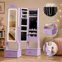 Garvee Kids Mirror Jewelry Cabinet with LED Lights Lockable standing armoire features adjustable angles and bright lighting to organize girls rings or necklaces securely, 
Item Dimensions D x W x H	35.43"D x 7.28"W x 14.49"H