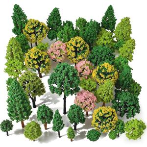 Model Trees for Diorama Small, Model Trees for Crafts, Mixed Plants for Land Scapes, 55 Pcs Artificial Mini Trees for Cake Decorations, Fairy Garden and Train Scenery