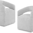 Upholstered Dining Chairs with Removable Casters Barrel Side Armchair with Rollers for Diningroom Bedroom Livingroom Reading Room, Light Grey, Pack of 1