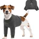Queenmore Dog Surgery Recovery Sleeve Front Legs, Breathable Dog Recovery Sleeve, Elbow Protector Pet Cone Alternative After Surgery, Grey, M