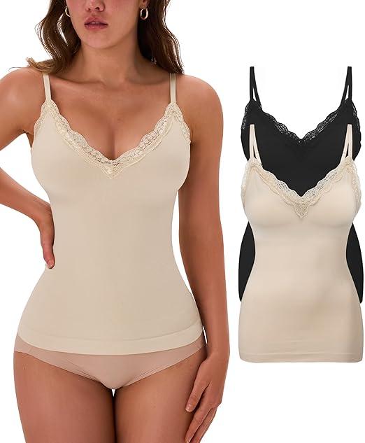 EUYZOU Womens Tummy Control Shapewear Tank Tops Seamless V-Neck Compression Tank Tops Body Shaper Camisole, Size: 3XL