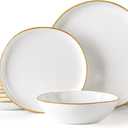 AmorArc Ceramic Dinnerware Sets for 4, 12Pcs Plates and Bowls Sets Dishes