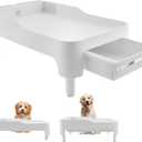 Elevated Pet Food Stand Adjustable Height - Ergonomic Cat & Dog Feeder Shelf with Storage Drawer | Compatible with Automatic Feeders, Protects Neck Health | Durable Snack Organizer for Treats & Food