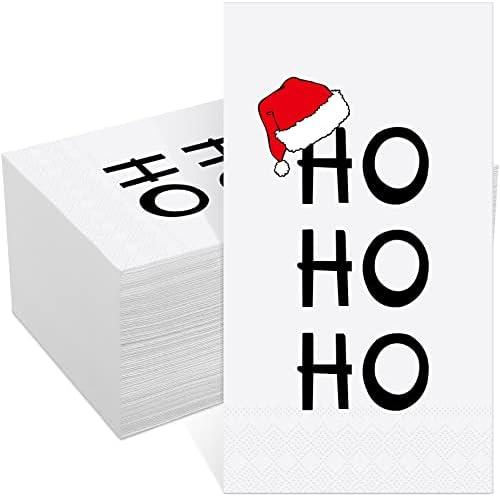 Hotop 100 Pieces Christmas Napkins Paper Disposable Cocktail Napkins Guest Bathroom Napkins Christmas Tissue Decorative for Christmas Holiday Lunch Tea Birthday Xmas Party Supplies