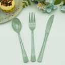 150 PCS Sage Green Plastic Silverware Heavy Duty Utensil Sets Include 50 Disposable Forks, 50 Knives, 50 Spoons for Birthday, Baby Shower, Picnic, Spring Party, Wedding