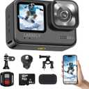 Action Camera, 5K/30fps Waterproof Action Camera, with APP & WiFi Control, 1/1.3" Sensor, EIS Anti-Shake, Subject Tracking, Includes 64GB Card, Vlogging Camera Ideal for Sports & Adventure