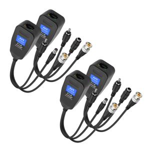 MEIRIYFA Passive Video Balun 2 Pairs Passive Video Power Balun Audio Connector 960P/1080P BNC to RJ45 Network Transceiver Cat5/Cat6 Adapter with DC Male Female RCA Male Audio for CCTV Security System