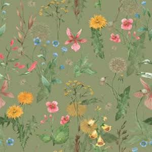 VEELIKE 17.7''x354'' Green Floral Peel and Stick Wallpaper Vintage Wildflower Floral Wallpaper Prepasted Removable Botanical Wall Paper for Bedroom Bathroom Greenery Contact Paper for Walls Cabinets