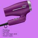Conair Worldwide Folding Handle Hair Dryer with Concentrator & Diffuser, 1875W Travel Blow Dryer with Smart Voltage Technology, Ionic Conditioning Fights Frizz, 3 Heat & 2 Speed Settings, Purple