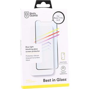 BodyGuardz - Pure 2 Eye Guard Glass Screen Protector for iPhone 11 Pro Blue Light Edge-to-Edge Glass Protector - Case Friendly