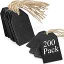 TOPZEA 200 Pieces 3"x2" Wood Chalkboard Tags Bulk, Double-Sided Hanging Name Labels Mini Chalkboard Sign with String for Christmas Stocking, DIY Gift, Party Favors & Craft Supplies