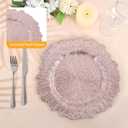 50 Pcs Rose Gold Charger Plates Bulk, 13" Reef Plate Chargers for Dinner Plates, Plastic Floral Decorative Plates for Table Setting, Round Table Chargers for Wedding, Party, Event, Decoration