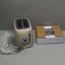 Wiltal Beige Cute Retro Toaster 2 Slice with 1.58" Wide Slots, Bread toaster with Cover and Warm Rack, Stainless Steel Toaster with Removable Crumb Tray, Preheat, Defrost, Cancel Function (Cream)