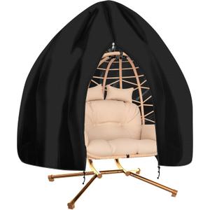 90x78 Patio Double Egg Chair Covers Waterproof & UV Resistant, Heavy-Duty Zippered Cover for Outdoor Egg Swing Chairs, Hanging Chairs, All-Weather Protection for Garden, Poolside Owners (Black)
