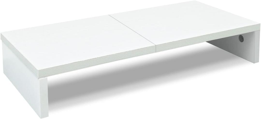 TEAMIX 20 inch White Monitor Stand Riser, Wood Desktop Stand for PC/TV/Laptop/Printer, White Monitor Riser with Storage, Computer Stand with Keyboard Organizer