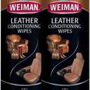 Weiman Leather Wipes - 2 Pack - Clean Condition UV Protection Help Prevent Cracking or Fading of Leather Furniture, Car Seats & Interior, Shoes and More