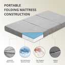 CH Charme House Folding Mattress, 4 Inch Single Tri Folding Memory Foam Mattress for Camping Guest Bed, Washable Cover & Non-Slip Bottom, 75" x 25" x 4", Grey