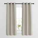 NICETOWN Bedroom Blackout Curtains 63 inches Long - Window Treatment Thermal Insulated Solid Grommet Room Darkening Voice Reducing Drapes for Living Room (Natural, Set of 2, W37 x L63)