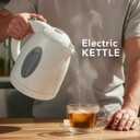 OVENTE Electric Kettle, 1.7L Fast Boiling Water Heater for Coffee or Tea, BPA Free with Water Level Gauge, Auto Shut-Off, Boil-Dry Protection, Indicator Light and Removable Filter, White KP72W