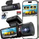 3 Channel 4K WiFi Dash Cam, 4K+1080P+1080P Front Inside and Rear, Triple Dash Camera with 32GB Card, APP Control, G-Sensor, 24 Hours Parking Mode, Loop Recording, Night Vision