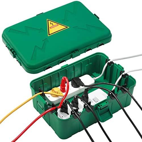 Hrensaw Large Outdoor Electrical Box(12.5x8.5x5inch),IP54 Waterproof Outdoor Outlet Covers,Weatherproof Extension Cord Covers Protect Outlet,Plug,Timer,Power Strip,Holiday Light,Green