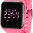 Kids Watches for Girls Boys Digital Sport Watch with Step Counter Pedometer Vibration Alarm Clock, No App Waterproof Fitness Tracker Kids Watch Boys Girls Teens Students Ages 5-16 - Pink