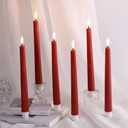 Red Christmas Flameless Taper Candles with Remote, Flickering Battery Operated LED Candlesticks Set of 6