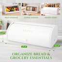 Large Bread Box Roll Top, White Metal Bread Box For Kitchen Counter