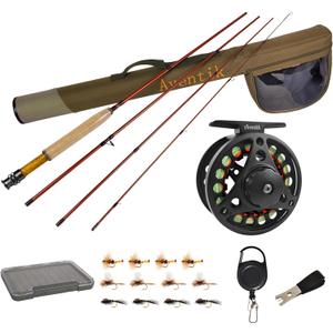 Aventik Extreme Fly Fishing Combo Kit 0/ 1/ 2/ 3/ 4/ 5/ 6 Weight Starter Fly Fishing Rod and Reel Kit Outfit with One Travel Case(8'1'' LW3/ 4 Fly Rod Kit)