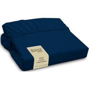 Royale Linens Fitted Sheet Queen - Ultra Soft 1800 Brushed Microfiber - Hotel Luxury Bottom Sheets - Wrinkle Free & Fade Resistant - Deep Pocket Fitted Sheet Only (Queen, Navy)