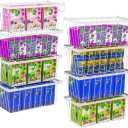 4 Pack Expandable Freezer Organizer Bins Large Freezer organizer Bins Stackable 11.4" Expand to 17.9", Fit 10 to 20 Cu.FT Black