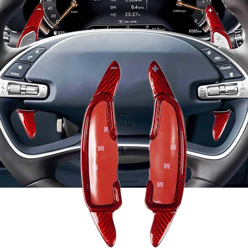 Carbon-Fiber Paddle-Shifter Cover for Genesis G80 - Paddle Shifter Extension,Car Refitting Decoration Accessories,for Hyundai Genesis G80 (RED)