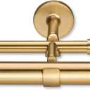 Cambria Designer Series - Premium 3.5 foot Custom Double Curtain Rod - 1-1/8 inch Large Diameter - Non-Adjustable for a Seamless Look - Premium Designer Brackets and End Caps - Brushed Gold Finish