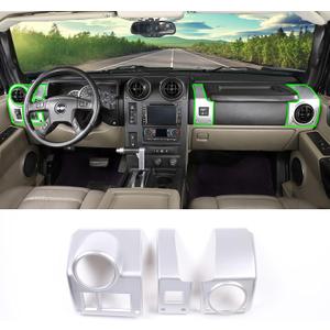 PIUGILH Fit for Hummer H2 2003-2007 Car Dashboard Side Air Vent Cover Frame Decor,Central Side Dashboard Air Vent AC Outlet Cover Car Interior (Silver)