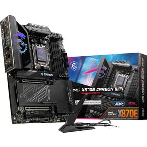 MSI MPG X870E Carbon WiFi Gaming Motherboard (AMD Ryzen 9000/8000/7000 Series Processors, AM5, DDR5, PCIe 5.0, M.2 Gen5, SATA 6Gb/s, USB 40Gbps, HDMI, Wi-Fi 7, Bluetooth 5.4, 5Gbps LAN, ATX)