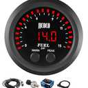 JJCOCO 15PSI Fuel Pressure Gauge Kit with 1/8NPT Electronic Sensor and LED Digital Display Low Pressure Meter Mounting Bracket Ultra Thin for Car & Truck - 2-1/16" (52mm)
