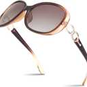 Sunier Sunglasses Womens Polarized Trendy Oversized Sun Glasses Fashion Ladies Shades 100% UV400 Protection S85 (A Clear Brown)