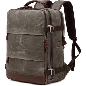 BOVIP Travel Backpack for Men, Carry On Backpack, Flight Approved Personal Item, 17 inch Laptop Backpack, Light Green