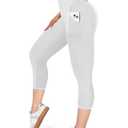 MOREFEEL Capri Leggings for Women with Pockets-High Waisted Tummy Control Black Workout Gym Yoga Pants, Size: Large-X-Large