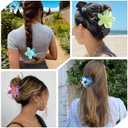 6 PCS Hawaiian Plumeria Flower Hair Clips for Women - Cute Floral Hair Claw Clips for Girls, Non-Slip Decorative Hair Accessories for Thick Hair, Beach Tropical Gifts for Women