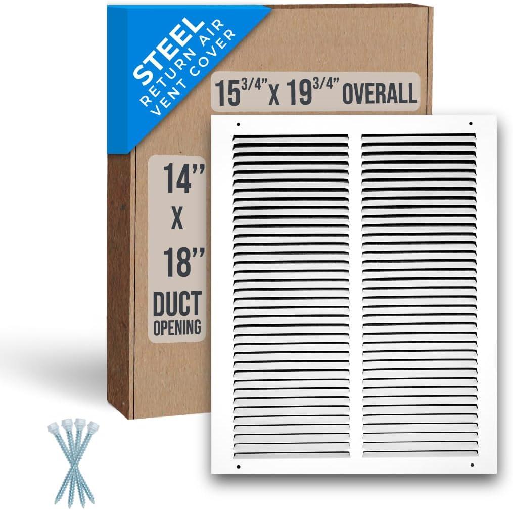 Fits 14x18 Duct Opening | Steel Return Air Grille by Handua | Vent Cover Grill for Sidewall and Ceiling | White | HVAC Cold Air Intake Grille | Outer Dimensions: 15.75"W X 19.75"