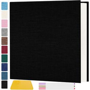 Zesthouse Photo Album Self Adhesive Pages, 60 Pages Magnetic Scrapbook Albums with Sticky Page, Photos Album Holds 8x10 & 5X7 & 4x6 & 6x8 & 3x5, Large Picture Book Ideal Gift for Family Wedding Baby (Black)