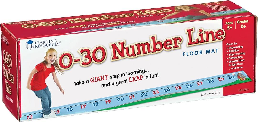 Learning Resources 0-30 Number Line Floor Mat - Counting & Numbers, Addition and Subtraction, Math Manipulatives, Back to School, Teacher Supplies, Classroom Must Haves, Gifts for Students