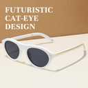 SODQW Cat Eye Sunglasses for Women Trendy Retro Oval Frame with UV Protection for Travel & Everyday Wear