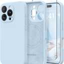 Magnetic for iPhone 16 Pro Max Case, Compatible with MagSafe, [Full Camera Protection][Screen Protector] Silicone Shockproof Protective Phone Case for iPhone 16 Pro Max 6.9", Light Blue