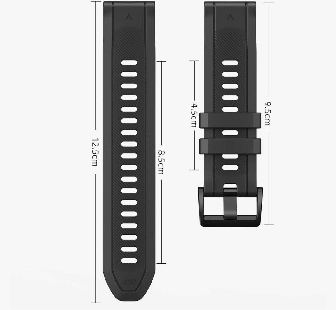 26mm Upgraded Composite Silicone Rubber Replacement Watch Band with Stainless Steel Buckle for Garmin Fenix 8/6/7, Forerunner 965/955/945, epix Pro Gen 2 – Quick Fit Strap
